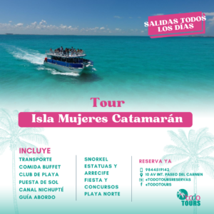 Tour de Snorkel Isla Mujeres en Catamarán